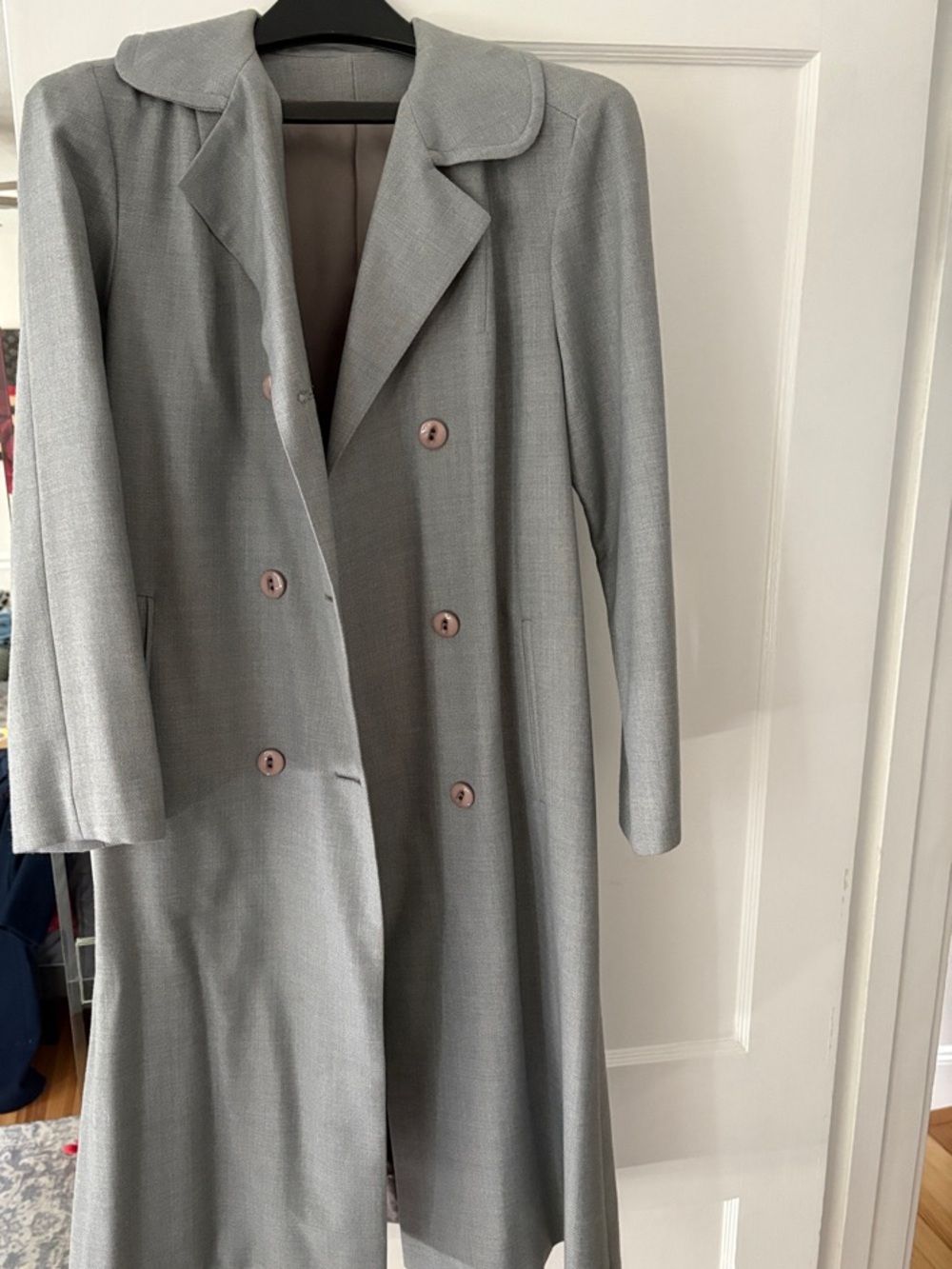 VINTAGE - Classic Double-Breasted Grey Women's Coat